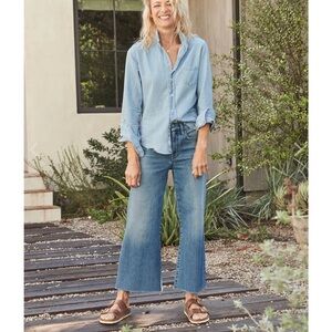 Frank & Eileen Galway gaucho wide leg crop sun bleach wash 25